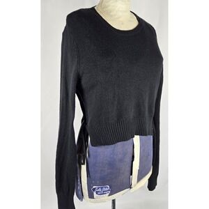 Brandy Melville Knit Sweater Cropped Tie Side Long Sleeve Top Small Wool Blend‎